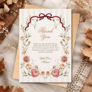 Elegant Autumn Fall Floral Baby Shower Thank You Card