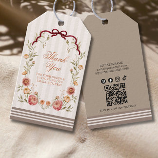 Elegant Autumn Fall Floral Thank You For Order Gift Tags