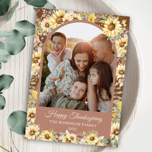 Elegant Autumn Fall Happy Thanksgiving Photo  Holiday Card