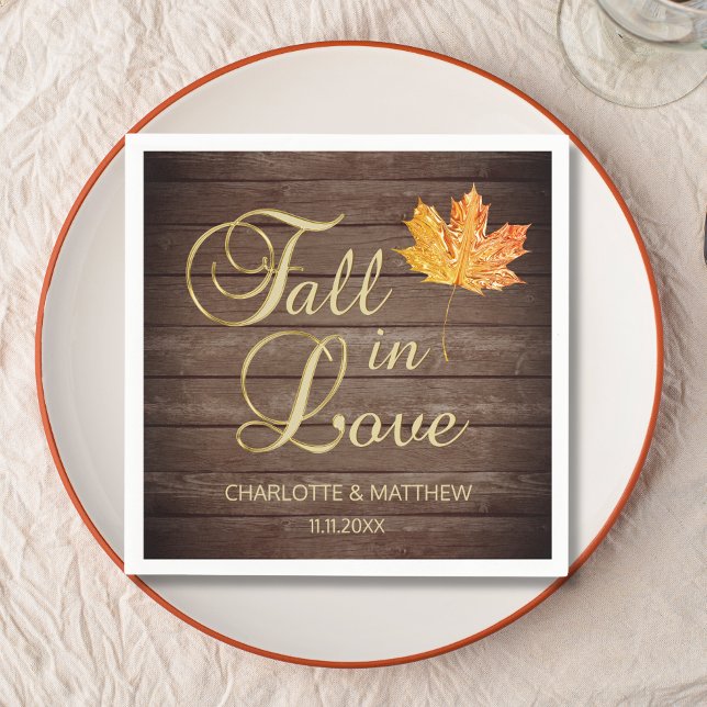 Elegant Autumn Fall in Love Rustic Country Wedding Napkin (Elegant Autumn Fall in Love Rustic Country Wedding Napkins)