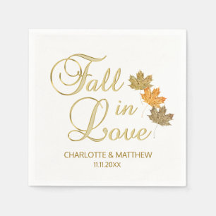 Elegant Autumn Fall in Love White Colour Wedding Napkin
