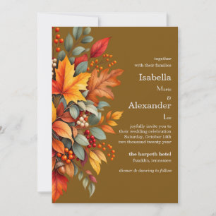 Elegant Autumn Fall Leaves Wedding Invitation