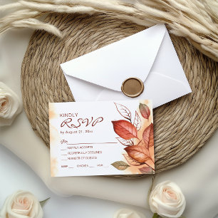 Elegant Autumn Fall Watercolor Floral Wedding  Enclosure Card