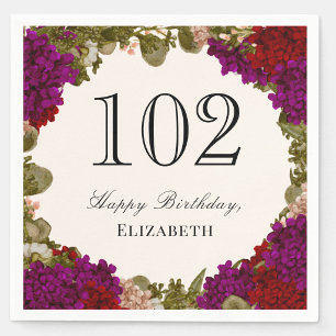 Elegant Autumn Floral 102nd Birthday Napkins
