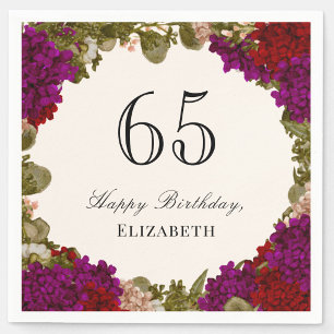 Elegant Autumn Floral 65th Birthday Napkins