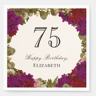 Elegant Autumn Floral 75th Birthday Napkins