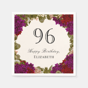 Elegant Autumn Floral 96th Birthday Napkins