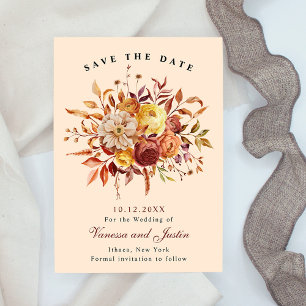Elegant Autumn Floral Bouquet Save the Date