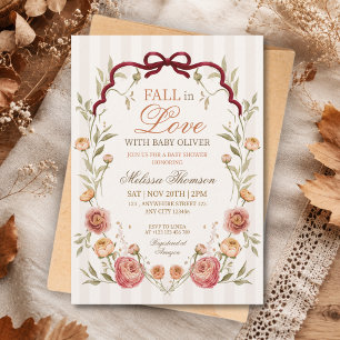 Elegant Autumn Floral Fall In Love Baby Shower Invitation