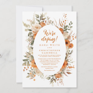 Elegant Autumn Floral Framed Elopement Reception Invitation