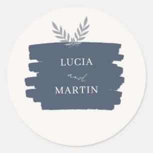 Elegant Autumn Floral Minimalist Wedding Classic Round Sticker