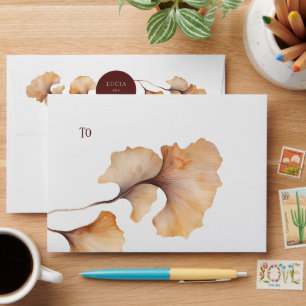 Elegant Autumn Floral Minimalist Wedding Envelope