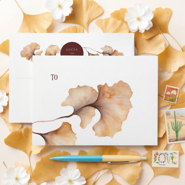 Elegant Autumn Floral Minimalist Wedding Envelope (Creator Uploaded)