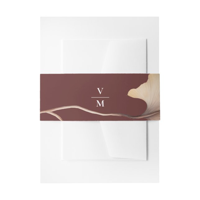 Elegant Autumn Floral Minimalist Wedding Invitation Belly Band (Front Example)