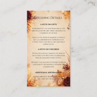 Elegant Autumn Floral | Rustic Boho Wedding Enclosure Card