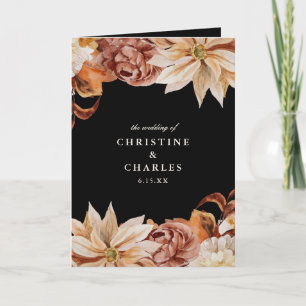 Elegant Autumn Floral Watercolor Wedding Ceremony Programme