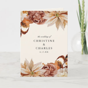 Elegant Autumn Floral Watercolor Wedding Ceremony  Programme