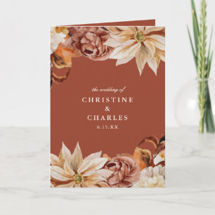 Elegant Autumn Floral Watercolor Wedding Ceremony  Programme