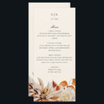 Elegant Autumn Floral Watercolor Wedding Menu Card<br><div class="desc">This lovely wedding reception menu card features a border of watercolor flowers in beautiful autumn tones. Together these elements create an rustic yet elegant wedding menu that would be perfect for a romantic wedding any time of the year. This design coordinates with our Elegant Autumn Floral Watercolor wedding suite. See...</div>