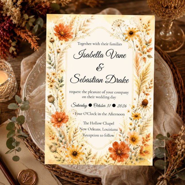 Elegant Autumn Floral Wedding Invitation (Creator Uploaded)