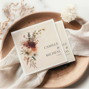 Elegant Autumn Floral Wedding Napkin