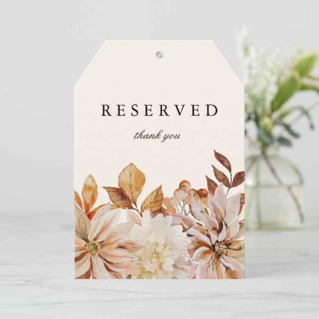 Elegant Autumn Floral Wedding Reserved Chair Sign (Standing Front)
