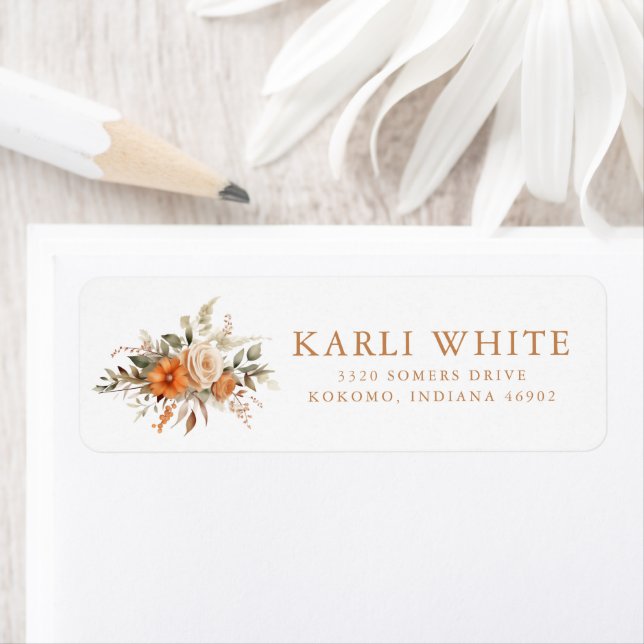 Elegant Autumn Floral Wedding Return Address (Insitu)