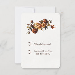 Elegant Autumn Florals Roses Thanksgiving RSVP Card
