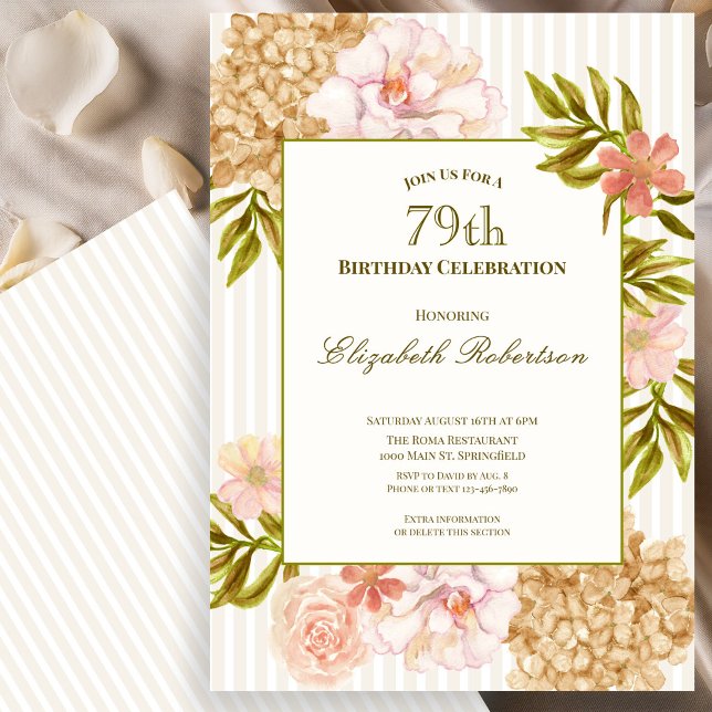 Elegant Autumn Flowers 79th Birthday Invitation (Creator Uploaded)