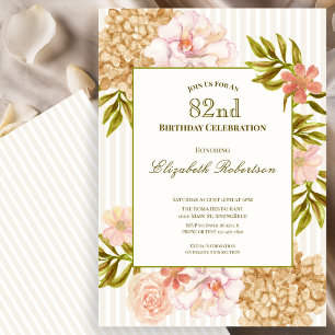 Elegant Autumn Flowers 82nd Birthday Invitation