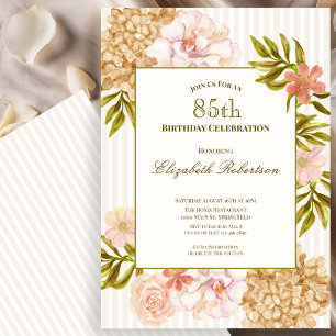 Elegant Autumn Flowers 85th Birthday Invitation
