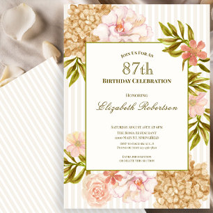 Elegant Autumn Flowers 87th Birthday Invitation