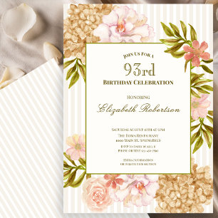 Elegant Autumn Flowers 93rd Birthday Invitation