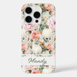 Elegant autumn flowers fall pattern iPhone 16 pro case