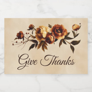 Elegant Autumn Flowers Floral Give Thanks Food Label
