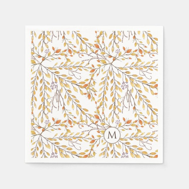 Elegant Autumn Foliage Pattern Personalised Napkin (Front)