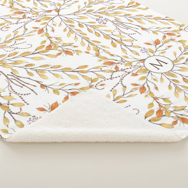 Elegant Autumn Foliage Pattern Personalised  Sherpa Blanket (3/4)