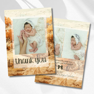 Elegant Autumn Forest Baby Photo Thank You Announcement