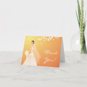 Elegant Autumn Gold Bride Thank You Note Card