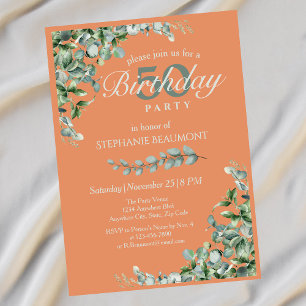 Elegant Autumn Green Flower Women's 50th Birthday  Invitation