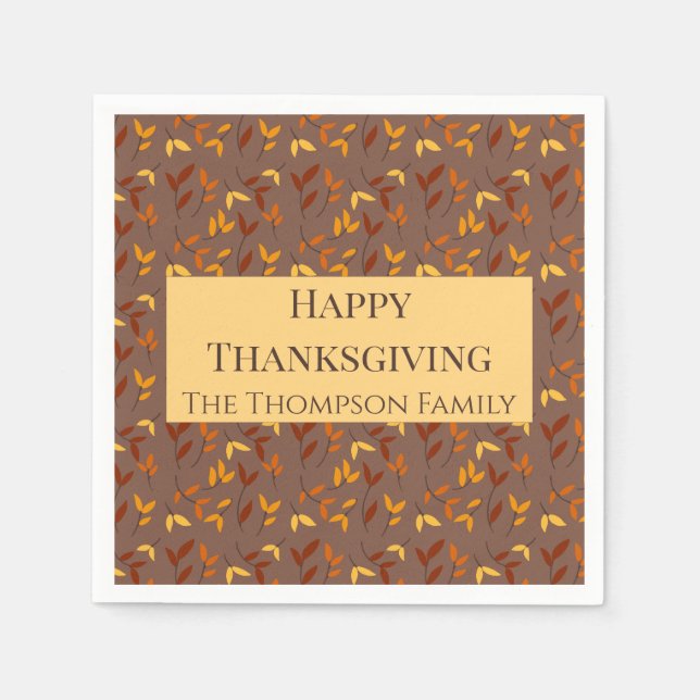 Elegant Autumn Leaf Napkin (Front)