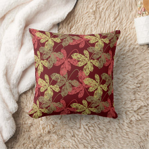 Elegant autumn leaf pattern cushion