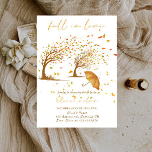 Elegant Autumn Leaves Bride Shower Party Invitation