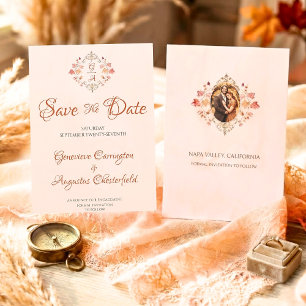 Elegant Autumn Leaves Engagement Photo Wedding Save The Date