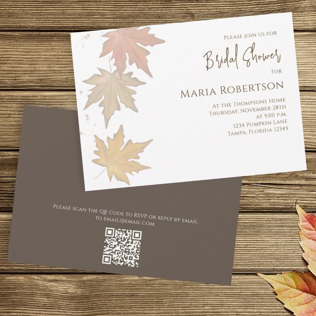 Elegant Autumn Leaves Fall Foliage QR Code Invitation (Creator Uploaded)