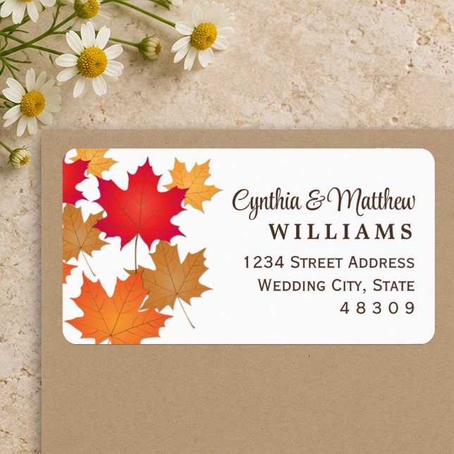 Elegant Autumn Leaves Fall Wedding Address Label (Creator Uploaded)