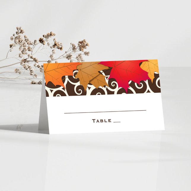 Elegant Autumn Leaves Fall Wedding Place Card (Creator Uploaded)