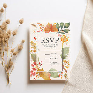 Elegant Autumn Leaves Fall Wedding RSVP Card
