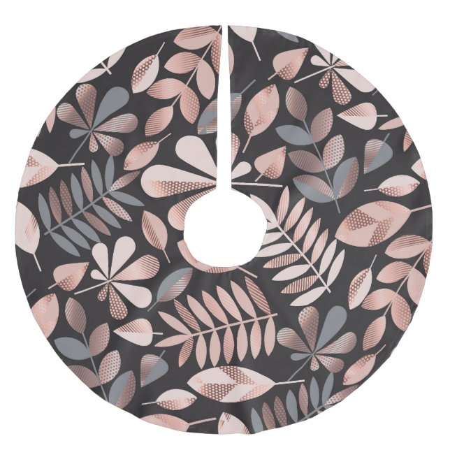 Elegant Autumn Leaves: Pastel Geometric Brushed Polyester Tree Skirt (Front)