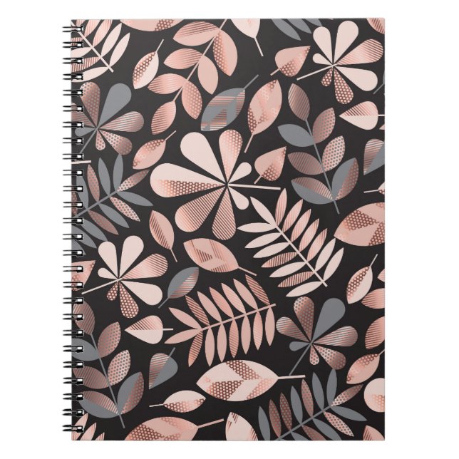 Elegant Autumn Leaves: Pastel Geometric Notebook (Front)